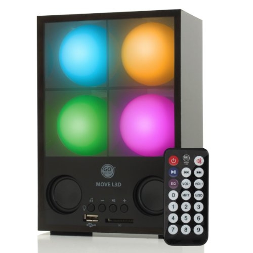 GOgroove MOVE L3D Rechargeable Stereo Speakers & Mood Lamp Night Light w/ 3.5mm AUX-in – Works with Apple , Samsung , Sony , HTC , LG and More Phones , MP3 Players , Tablets and Computers
