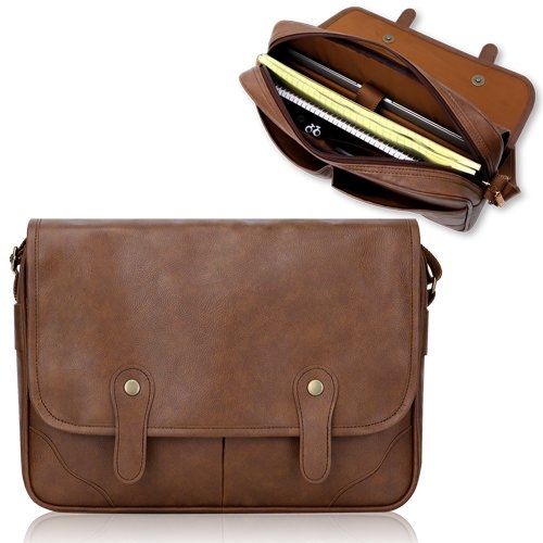 Duzign Rover Messenger Bag (Light Brown) for 11 Inch MacBook Air + Pocket for Apple iPad