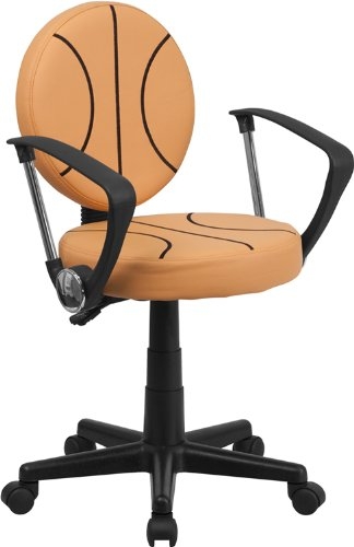 Flash Furniture BT-6178-BASKET-A-GG Basketball Task Chair with Arms, Black/Orange
