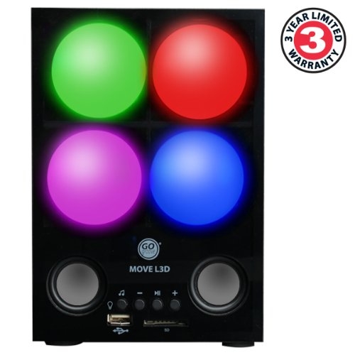 GOgroove MOVE L3D Rechargeable Stereo Speakers & Mood Lamp Night Light w/ 3.5mm AUX-in – Works with Apple , Samsung , Sony , HTC , LG and More Phones , MP3 Players , Tablets and Computers